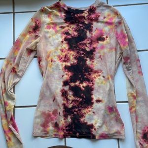 Sheer long sleeve fire top